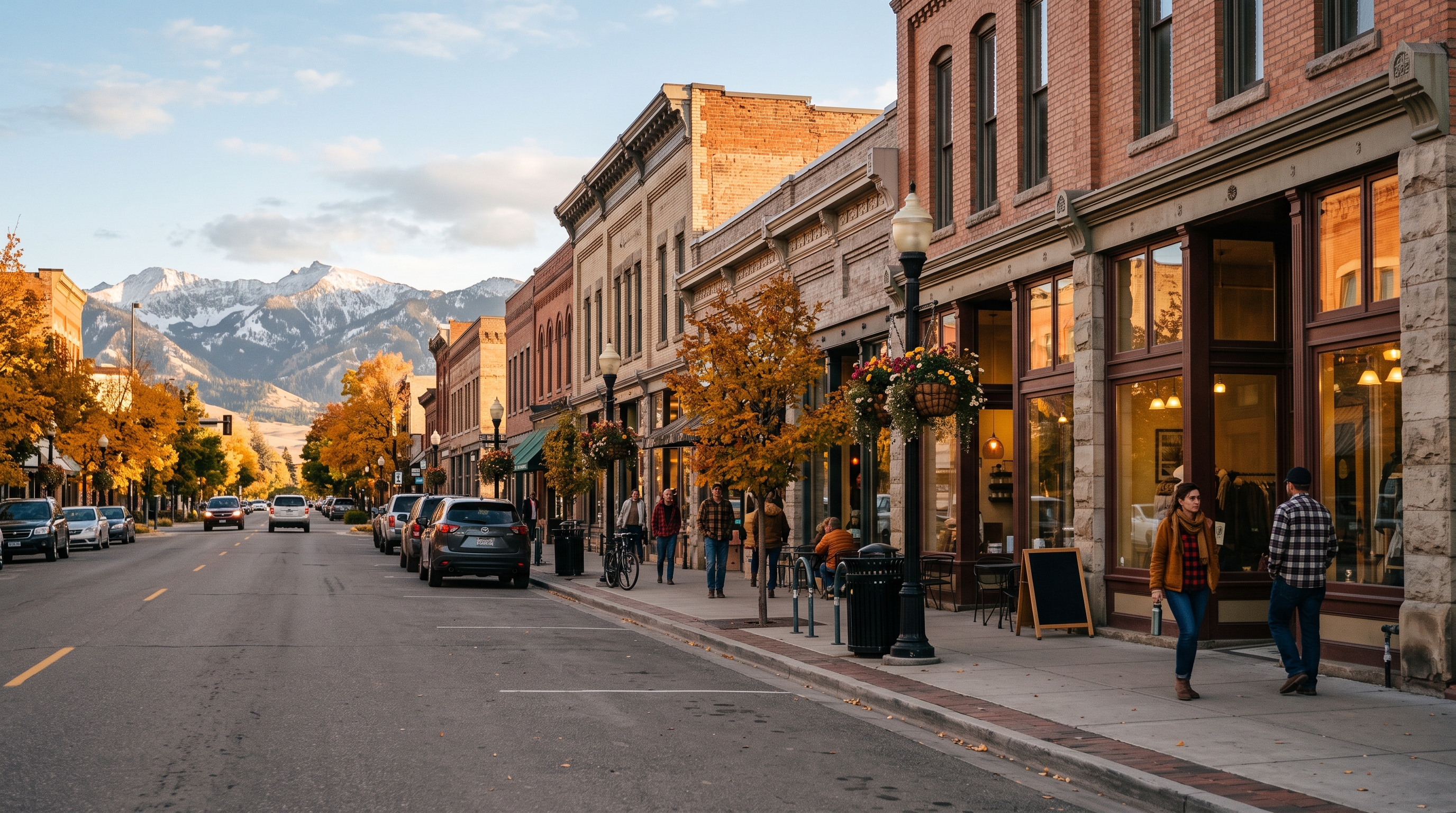 Downtown Bozeman Main Street in fall | alt text: “Main Street in downtown Bozeman, Montana, in autumn
